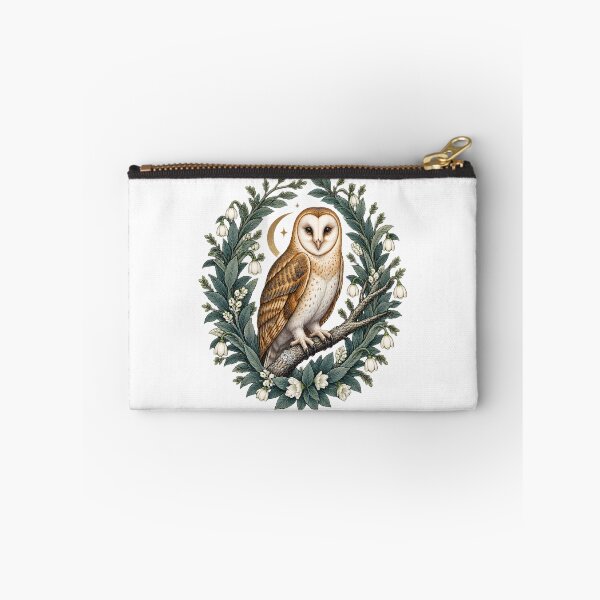 Item preview, Barn Owl Perched on Frosty Winter Leaves Nature Wildlife Art designed and sold by yellingberry.