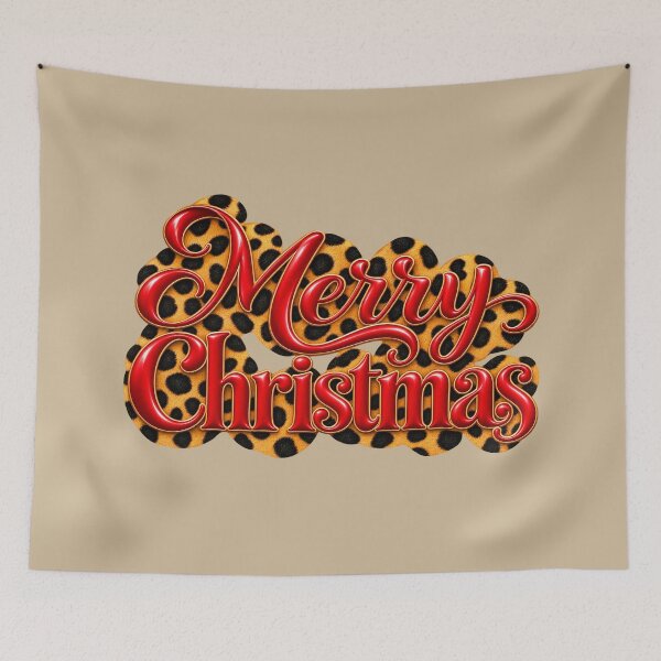 Item preview, Merry Christmas Leopard Print Red Typography designed and sold by annenambiro.
