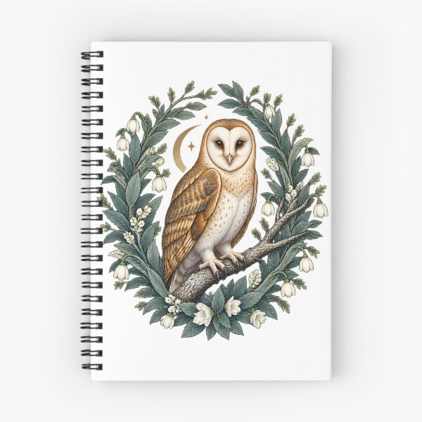 Item preview, Barn Owl Perched on Frosty Winter Leaves Nature Wildlife Art designed and sold by yellingberry.