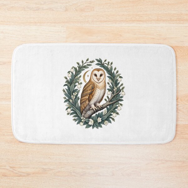Item preview, Barn Owl Perched on Frosty Winter Leaves Nature Wildlife Art designed and sold by yellingberry.
