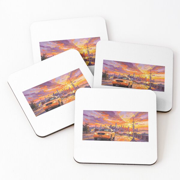 Item preview, yellow taxi sunset - van gogh style designed and sold by Mok13art.