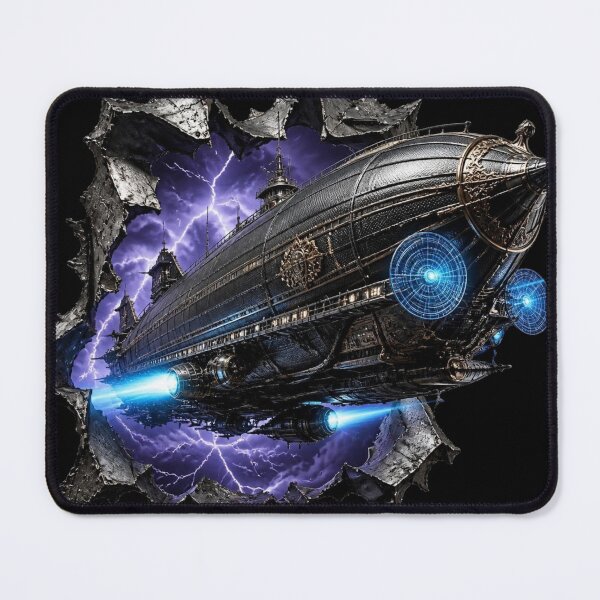 Item preview, Steampunk Cyber Zeppelin Airship Torn Metal Graphic designed and sold by LazyDayzCo.
