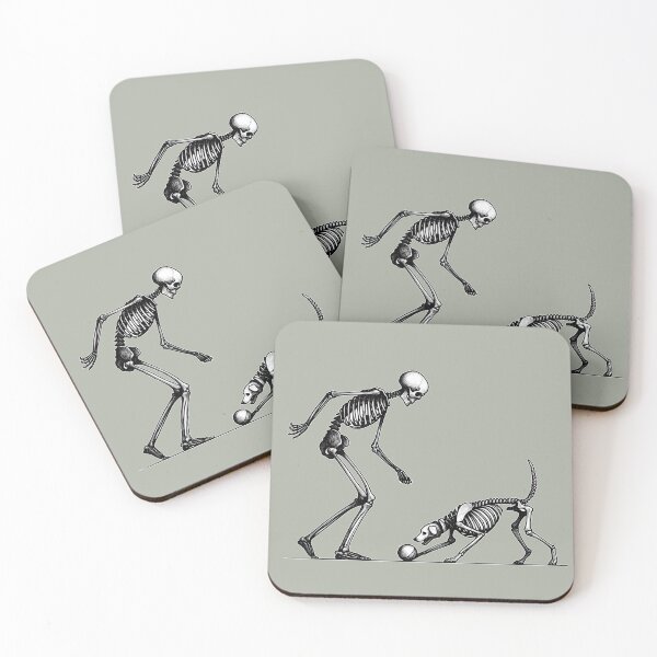 Item preview, Skeleton Playing Fetch With Dog Linocut designed and sold by Lady-K-.