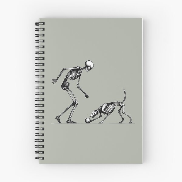 Item preview, Skeleton Playing Fetch With Dog Linocut designed and sold by Lady-K-.
