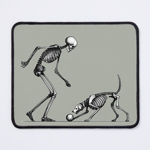 Item preview, Skeleton Playing Fetch With Dog Linocut designed and sold by Lady-K-.