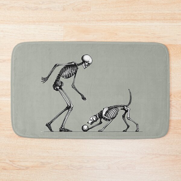 Item preview, Skeleton Playing Fetch With Dog Linocut designed and sold by Lady-K-.