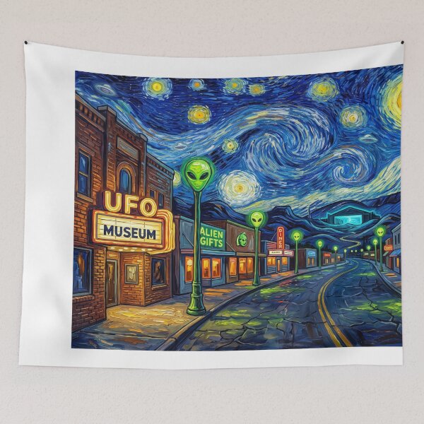 Item preview, Roswell New Mexico Starry Night Landscape designed and sold by Bad-Decisions-Designs.