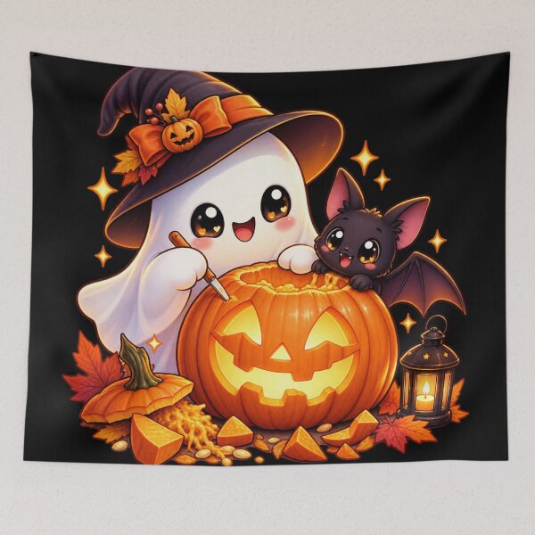 Item preview, Halloween Pumpkin Carver Ghost – Cute Jack O Lantern Art designed and sold by aliyehc.