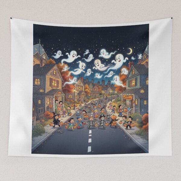 Item preview, Halloween Ghosts Trick And Treating With Children designed and sold by Home Decor Art.