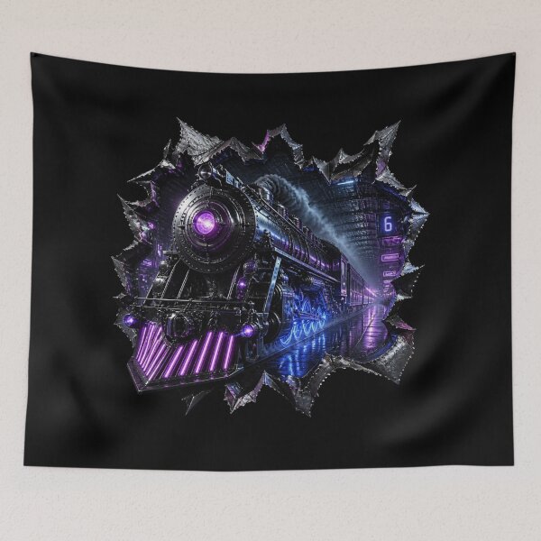 Item preview, Cybersynth Goth Train Platform 6 Torn Metal Graphic designed and sold by LazyDayzCo.