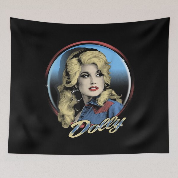 Item preview, Dolly Parton Circle Frame Blue Red Denim Blonde Hair Red Lips designed and sold by choudane.