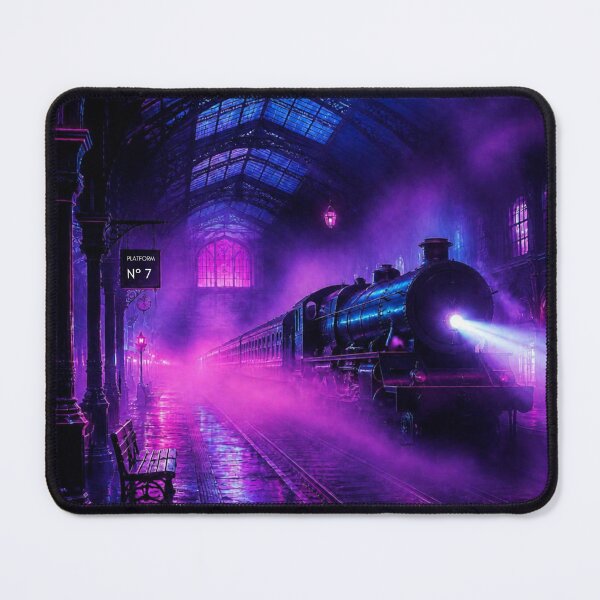 Item preview, Cybersynth Goth Neon Steam Train Platform 7 designed and sold by LazyDayzCo.