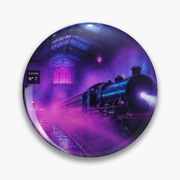 Item preview, Cybersynth Goth Neon Steam Train Platform 7 designed and sold by LazyDayzCo.