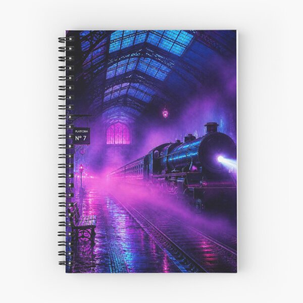 Item preview, Cybersynth Goth Neon Steam Train Platform 7 designed and sold by LazyDayzCo.