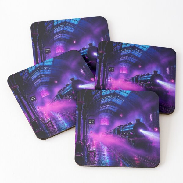 Item preview, Cybersynth Goth Neon Steam Train Platform 7 designed and sold by LazyDayzCo.
