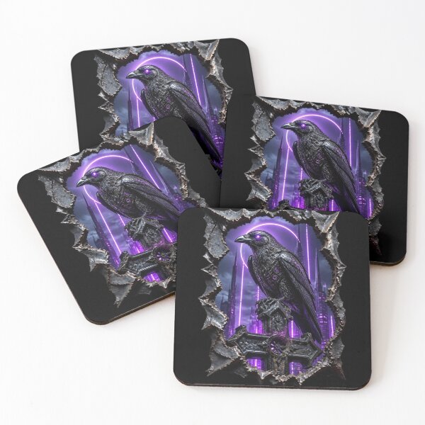 Item preview, Cyberpunk Mechanical Raven Gothic Cross Frame Art designed and sold by LazyDayzCo.