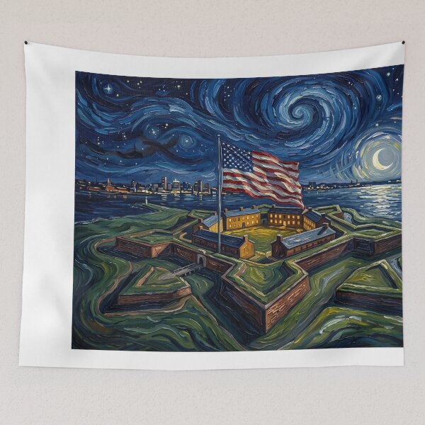 Item preview, Fort McHenry Starry Night Historical Landscape designed and sold by Bad-Decisions-Designs.