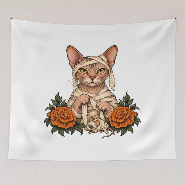 Item preview, Mummy Sphynx Cat Mouse Halloween designed and sold by Old's Cool Cat Studio.