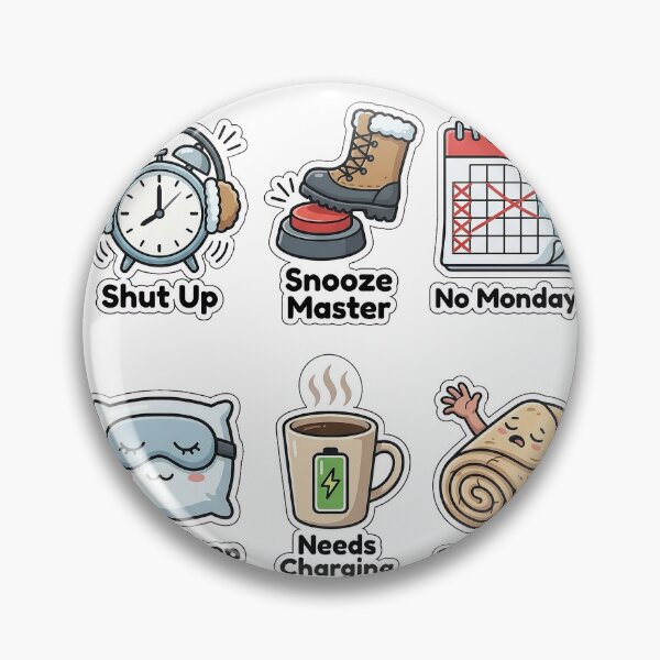 Item preview, Sarcastic Winter Alarm Clock Struggle Sticker Pack - Morning Puns designed and sold by SimpleP.