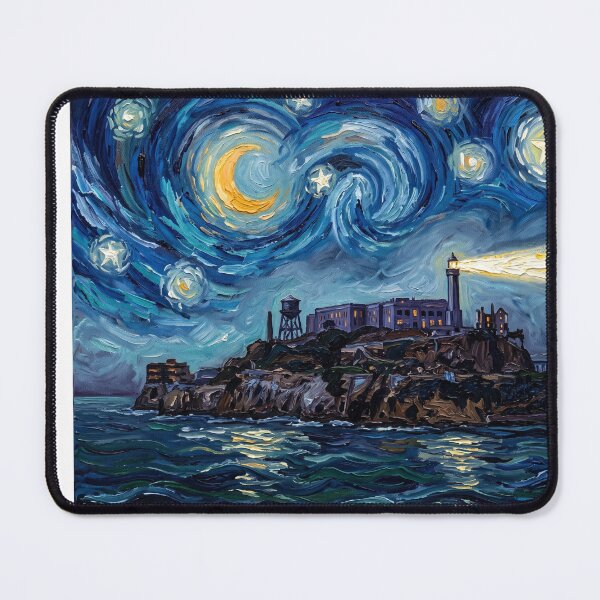 Item preview, Alcatraz Island Starry Night Historical Landscape designed and sold by Bad-Decisions-Designs.