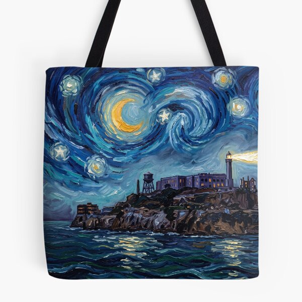 Item preview, Alcatraz Island Starry Night Historical Landscape designed and sold by Bad-Decisions-Designs.