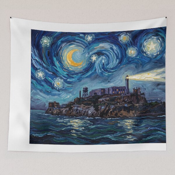 Item preview, Alcatraz Island Starry Night Historical Landscape designed and sold by Bad-Decisions-Designs.