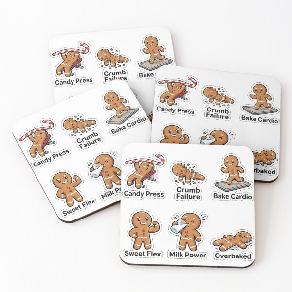 Item preview, Funny Gingerbread Gym Workout Fails Sticker Pack - Cookie Fitness Puns designed and sold by SimpleP.