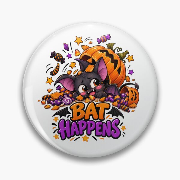 Item preview, Bat Happens Halloween Graphic, Cute Bat PNG, Funny Halloween Clipart, Spooky Pumpkin Design designed and sold by Pixanova.
