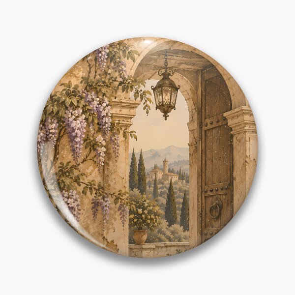 Item preview, Vintage Wisteria Stone Arch Oil Painting Tuscany designed and sold by Jozefin's Studio.