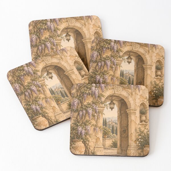 Item preview, Vintage Wisteria Stone Arch Oil Painting Tuscany designed and sold by Jozefin's Studio.