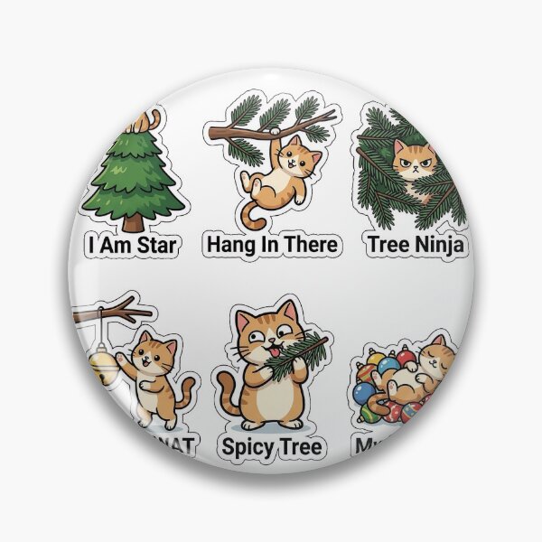Item preview, Mischievous Cat Tree Climbing Antics Sticker Pack - Feline Tree Puns designed and sold by SimpleP.