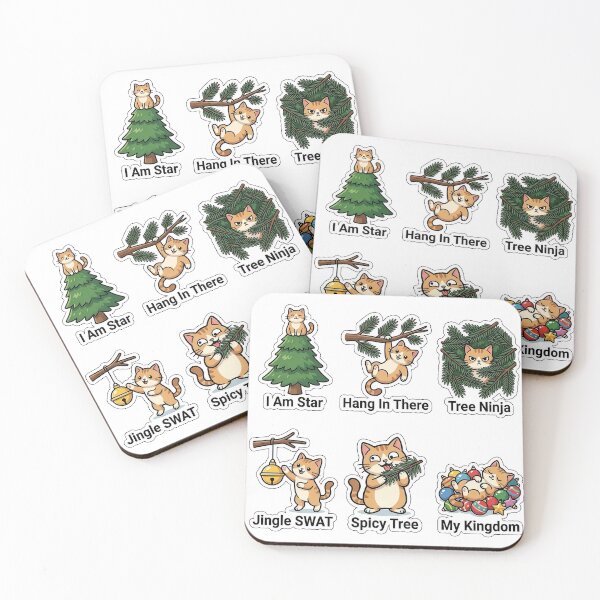 Item preview, Mischievous Cat Tree Climbing Antics Sticker Pack - Feline Tree Puns designed and sold by SimpleP.