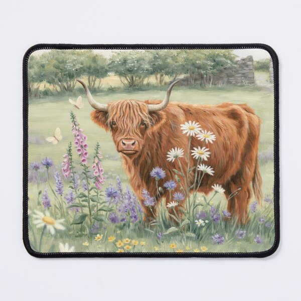 Item preview, Floral Highland Cow Wildflower Meadow designed and sold by Tamas Das.