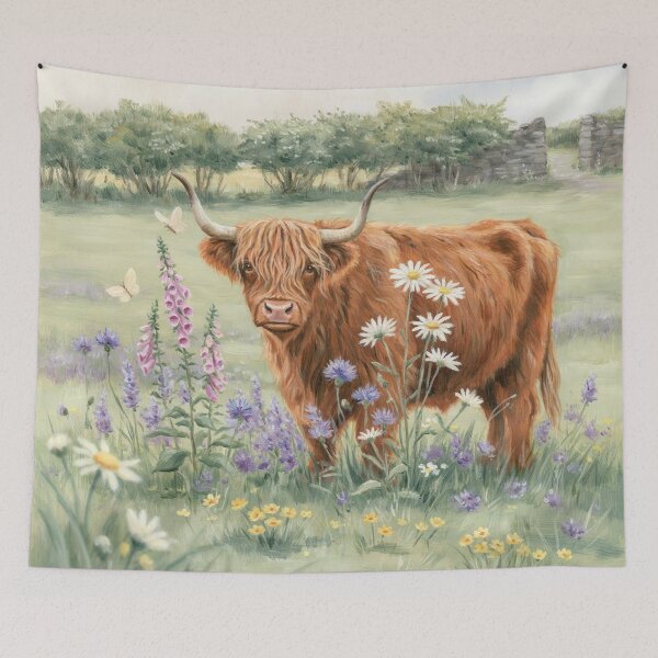 Item preview, Floral Highland Cow Wildflower Meadow designed and sold by Tamas Das.