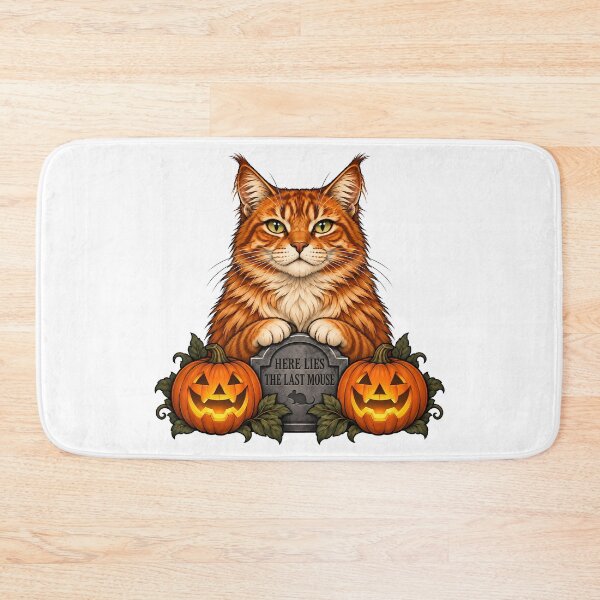 Item preview, Maine Coon Pumpkin Tombstone Halloween designed and sold by Old's Cool Cat Studio.