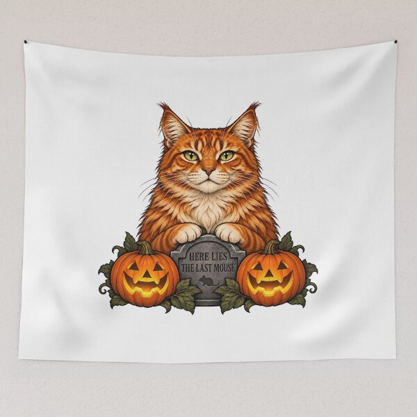 Item preview, Maine Coon Pumpkin Tombstone Halloween designed and sold by Old's Cool Cat Studio.
