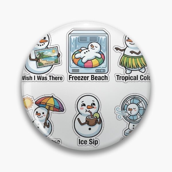 Item preview, Grumpy Snowman Summer Dreams Sticker Pack - Tropical Winter Puns designed and sold by SimpleP.