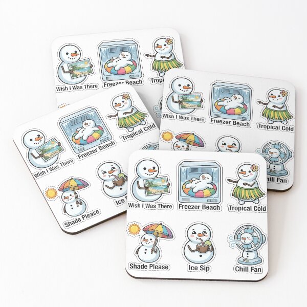 Item preview, Grumpy Snowman Summer Dreams Sticker Pack - Tropical Winter Puns designed and sold by SimpleP.