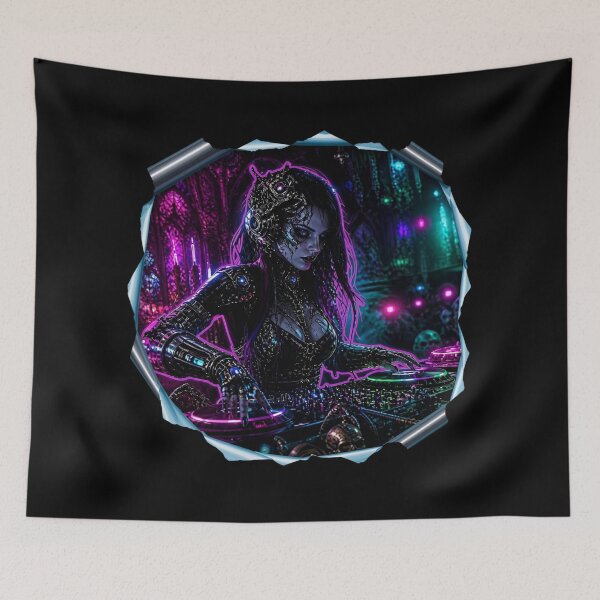 Item preview, Gothic Cybernetic Steampunk DJ Neon Techno Graphic designed and sold by LazyDayzCo.