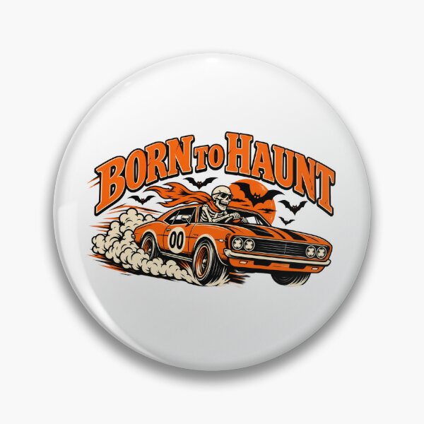 Item preview, Born To Haunt Skeleton Muscle Car - Vintage Halloween Racing Sticker designed and sold by VYBEHAUS.