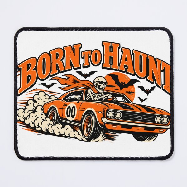 Item preview, Born To Haunt Skeleton Muscle Car - Vintage Halloween Racing Sticker designed and sold by VYBEHAUS.