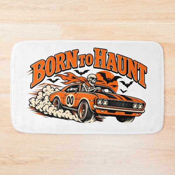 Item preview, Born To Haunt Skeleton Muscle Car - Vintage Halloween Racing Sticker designed and sold by VYBEHAUS.