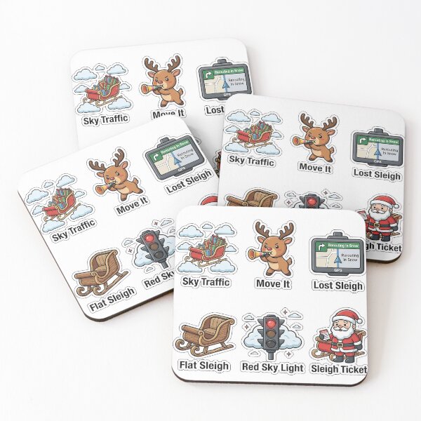 Item preview, Sarcastic Reindeer Sleigh Traffic Sticker Pack - Sky Traffic Puns designed and sold by SimpleP.