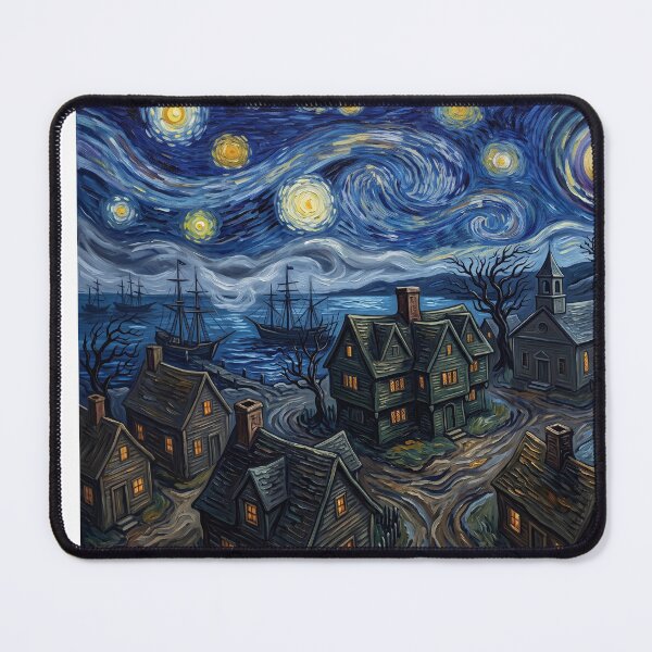 Item preview, Salem Massachusetts Starry Night Historical Landscape designed and sold by Bad-Decisions-Designs.