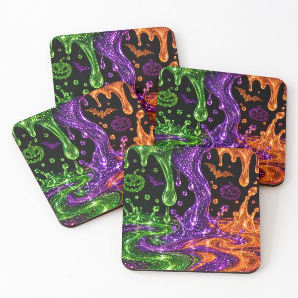 Item preview, Glitter Halloween Slime Dripping Purple Green Orange Spooky Art designed and sold by BloomOfDesign.