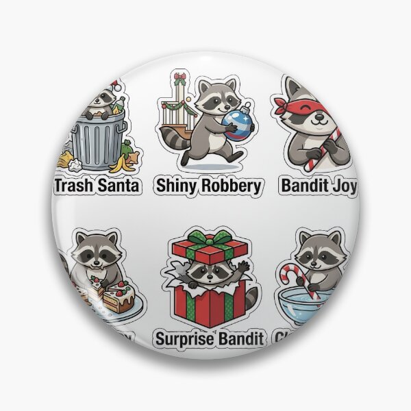 Item preview, Mischievous Raccoon Trash Santa Sticker Pack - Funny Bandit Puns designed and sold by SimpleP.