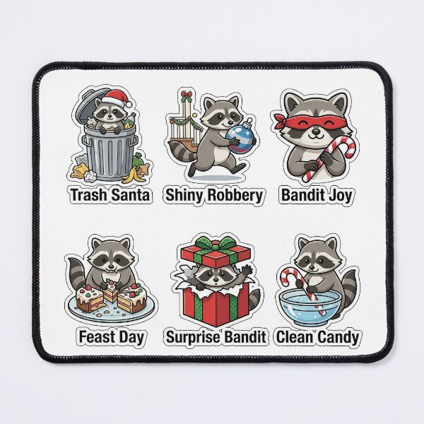 Item preview, Mischievous Raccoon Trash Santa Sticker Pack - Funny Bandit Puns designed and sold by SimpleP.