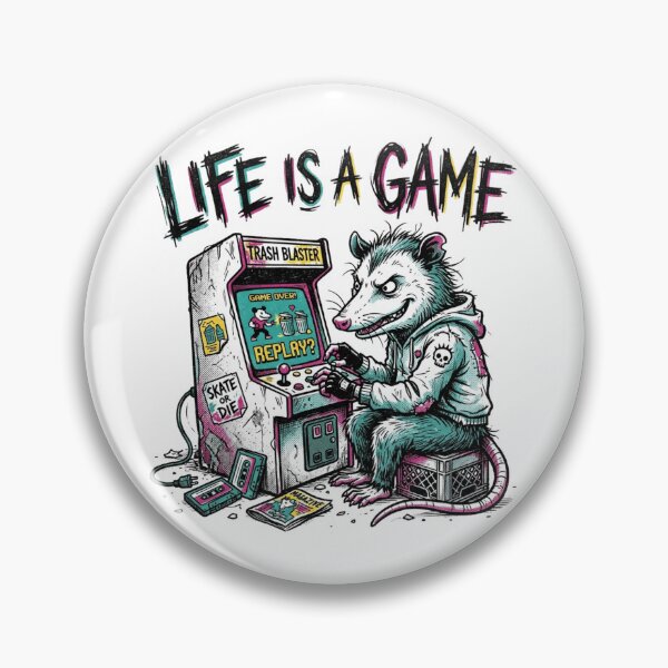 Item preview, Life Is a Game Punk Possum Arcade Retro Gamer 80s Trash Panda designed and sold by Sanan Israyilli.