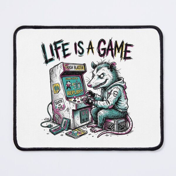 Item preview, Life Is a Game Punk Possum Arcade Retro Gamer 80s Trash Panda designed and sold by Sanan Israyilli.