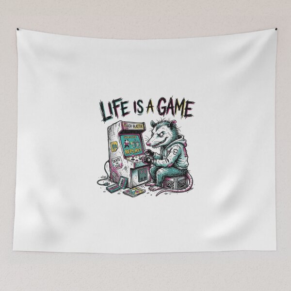 Item preview, Life Is a Game Punk Possum Arcade Retro Gamer 80s Trash Panda designed and sold by Sanan Israyilli.